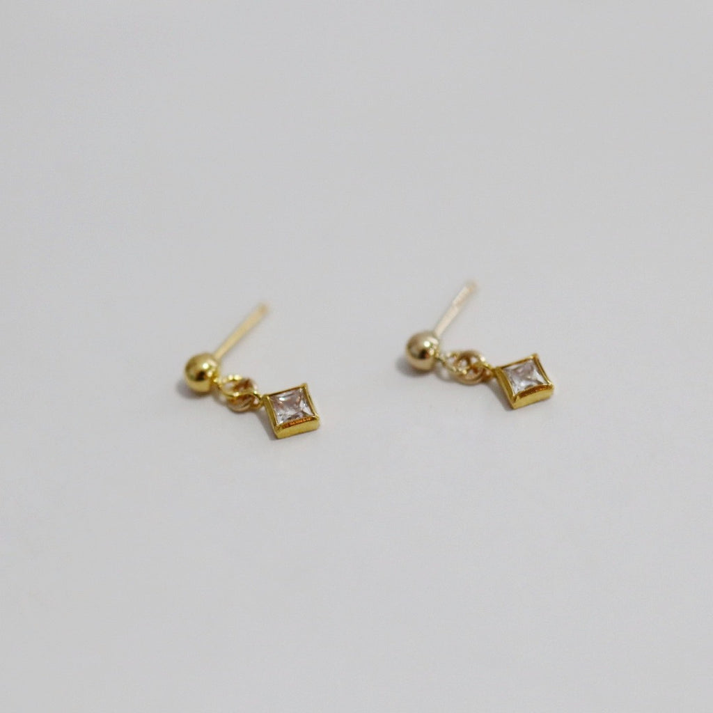 Stud and Diamond Drop Dangle Earrings in 14 karat Gold Fill / ready to ship