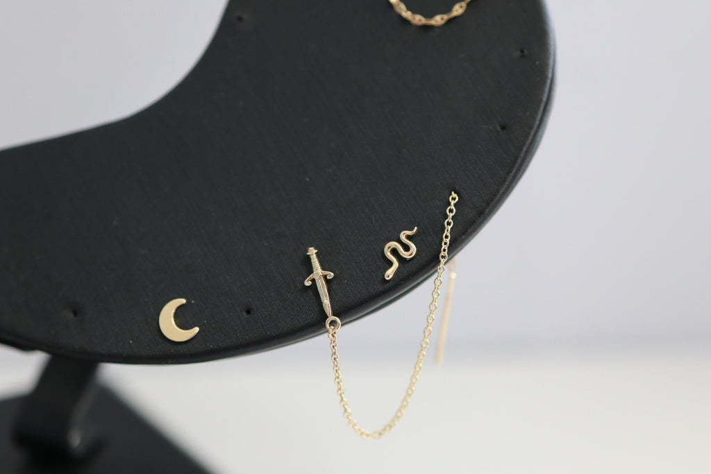 Tiny Snake Stud Earring in 14K yellow gold / SINGLE EARRING / ready to ship