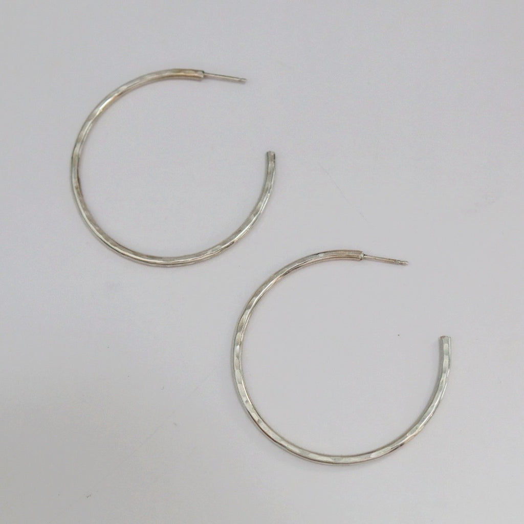 Hammered Hoop Earrings in Sterling Silver - Choose your Size