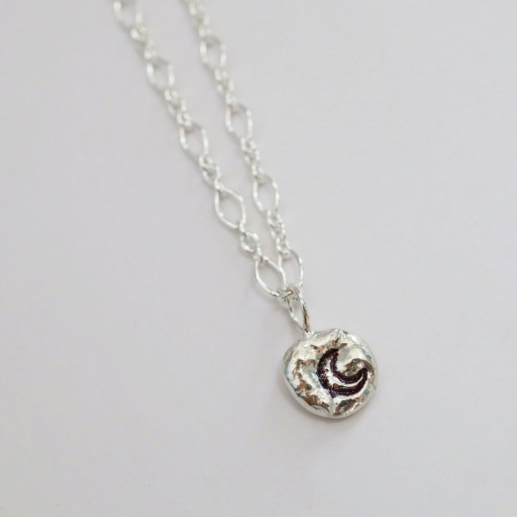 Recycled sterling silver moon necklace 