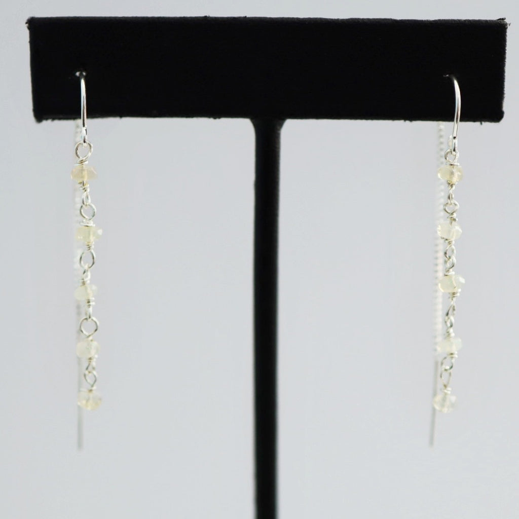 Opal Gemstone Drop Earrings in Sterling Silver / Ready to Ship in Opal and Black Opal