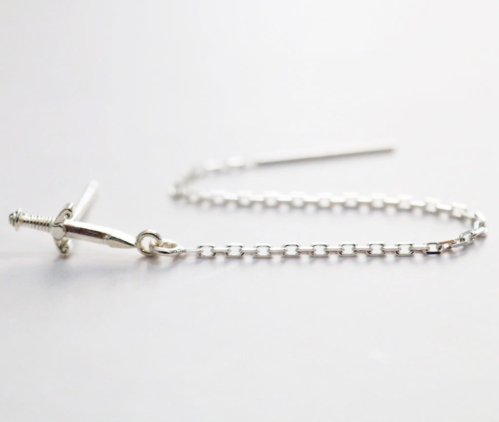 Sterling Silver Sword Threader Earring / SINGLE EARRING / Ready to Ship