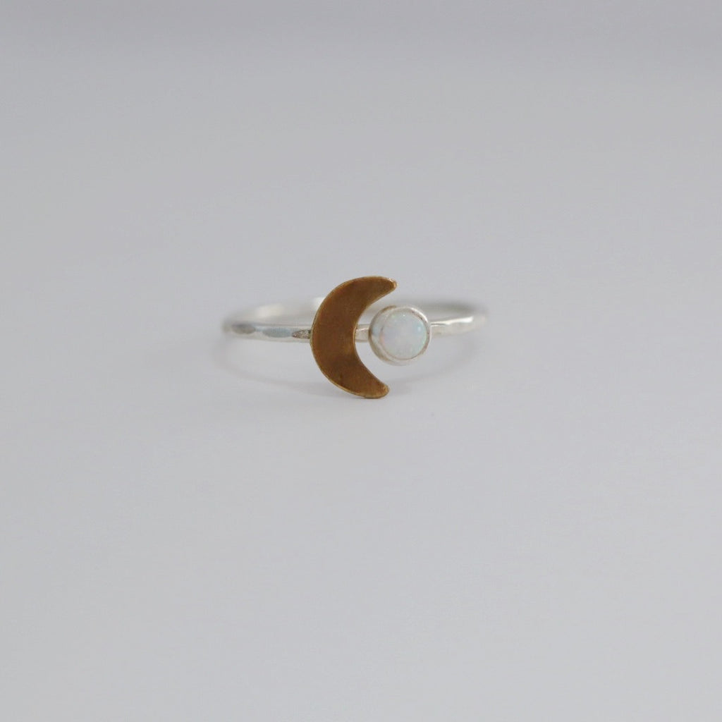 opal and moon stacking ring