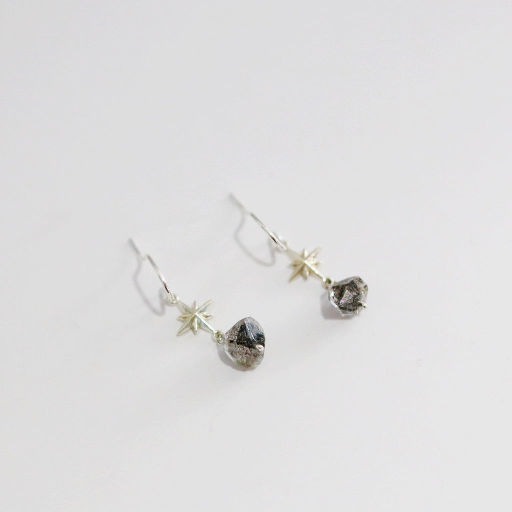 Starburst Quartz Drop Earrings in Sterling Silver/ Ready to Ship