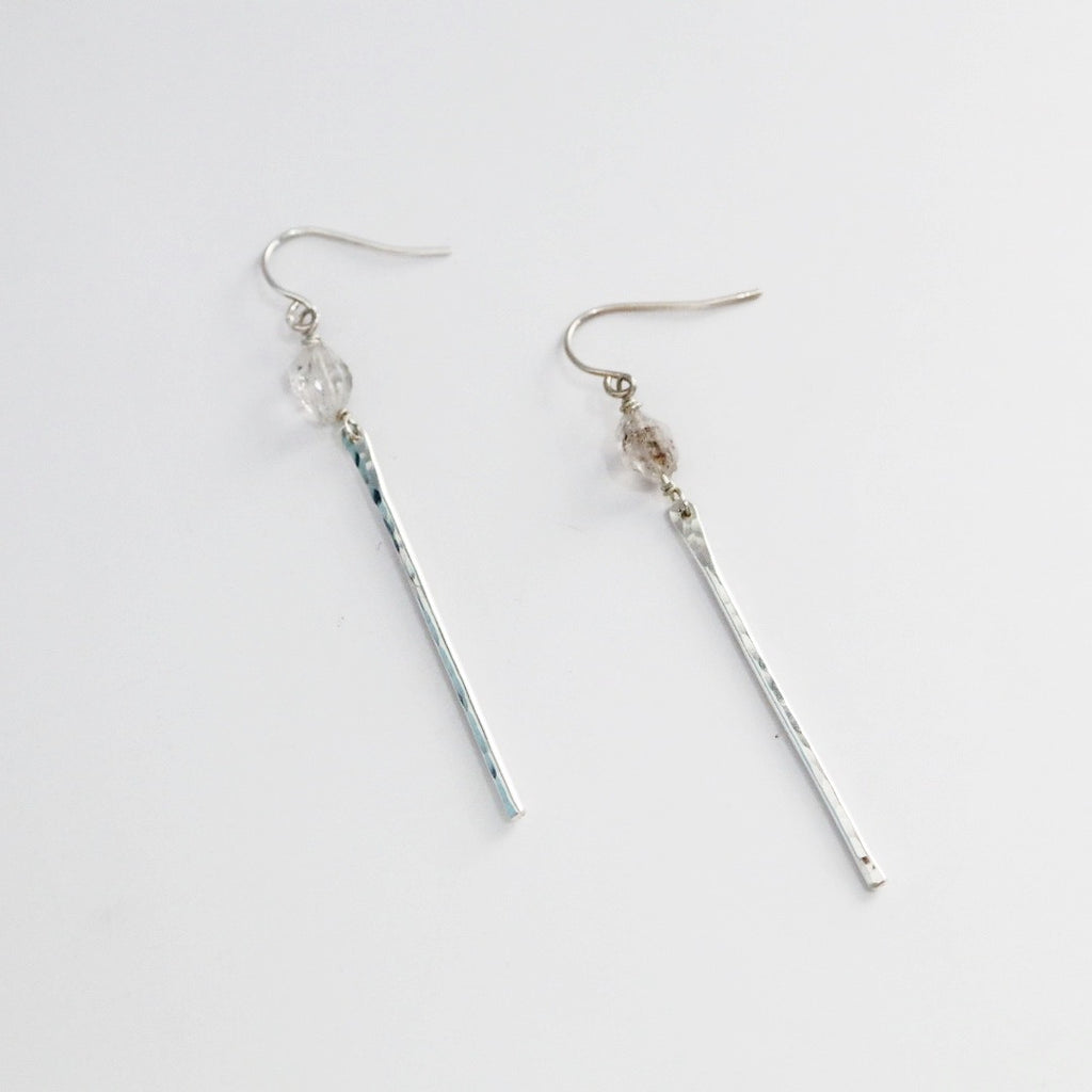 Quartz Gemstone Bar Earrings in Sterling Silver / Ready to ship