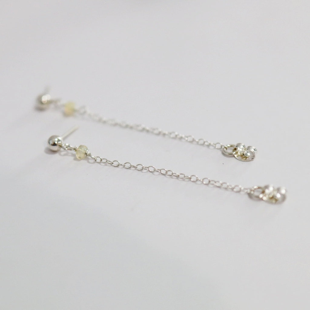 Gemstone Chain Drop Stud Earrings - Ethiopian Opal / Ready to Ship