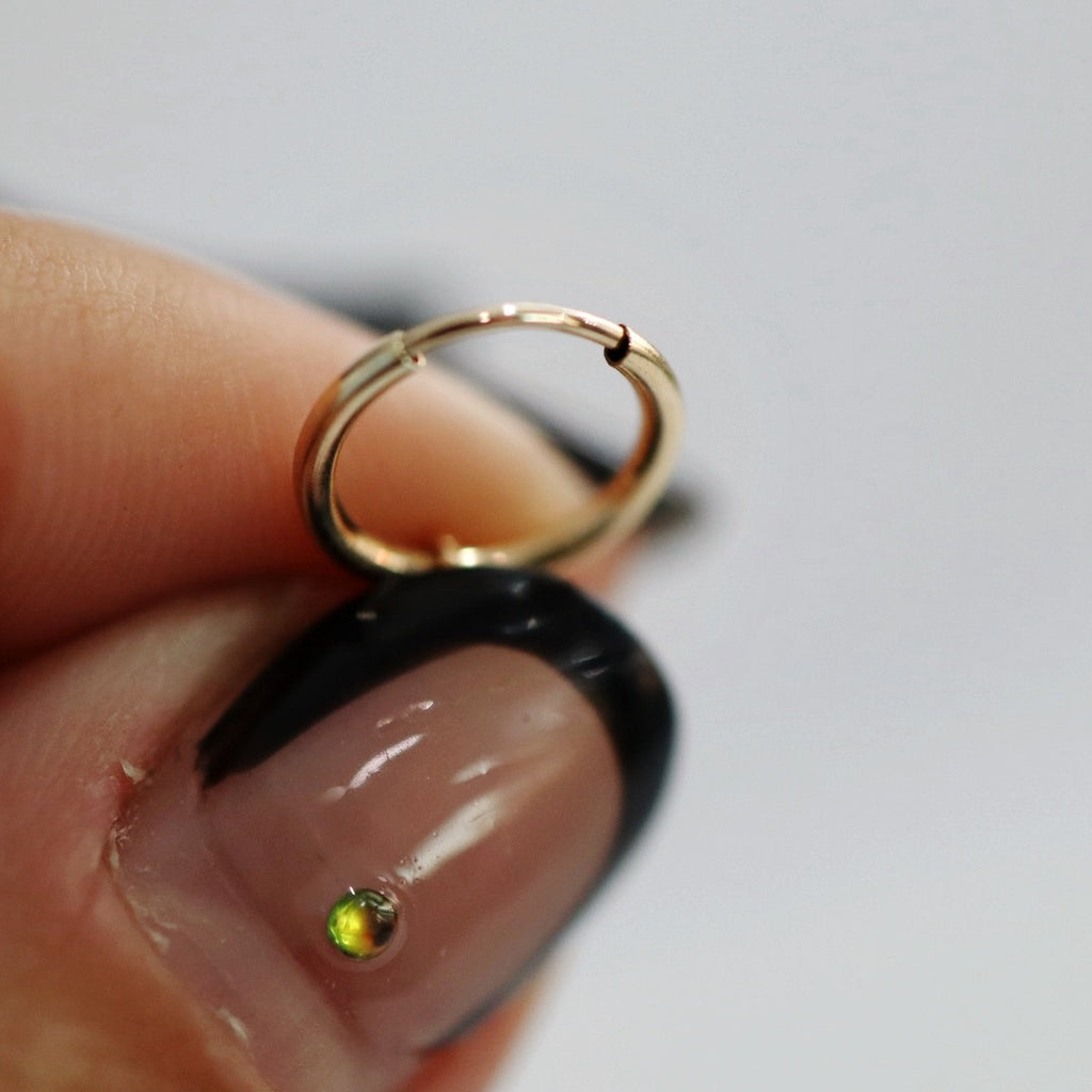 Cubic Zirconia Gemstone Stud and Chain With Hoop Earring in Gold Fill / SINGLE EARRING / READY TO SHIP