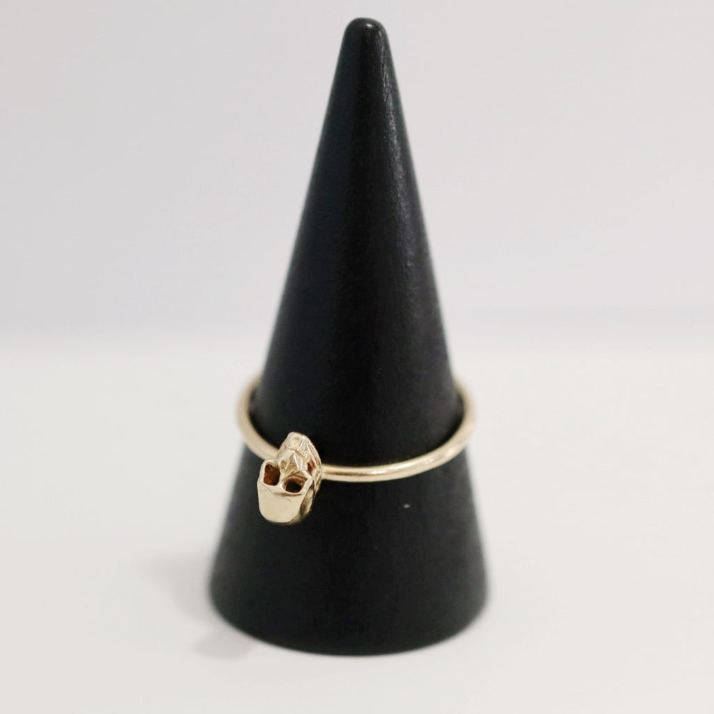 Petite Skull Stacking Ring in 14k Yellow Gold / Ready to ship size 8