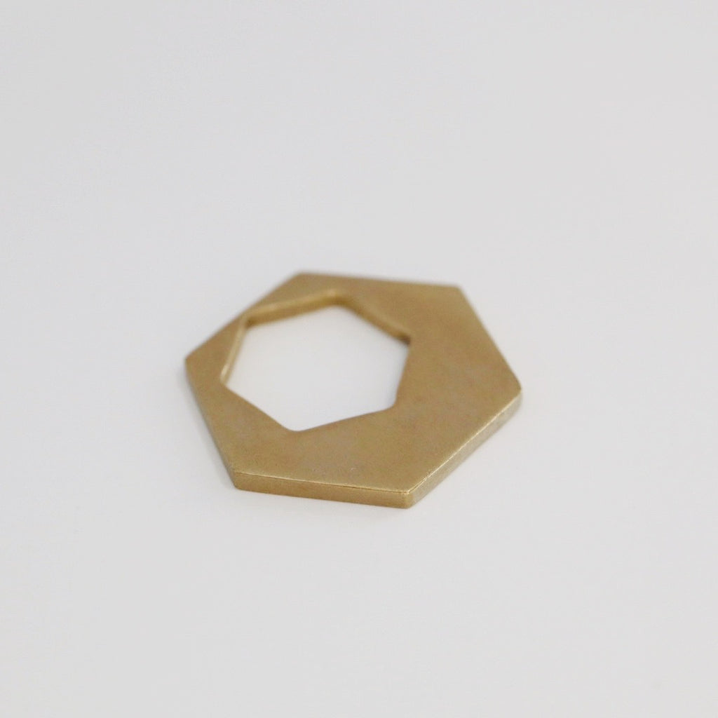 Hexagon Statement Ring in Brass / Ready to Ship