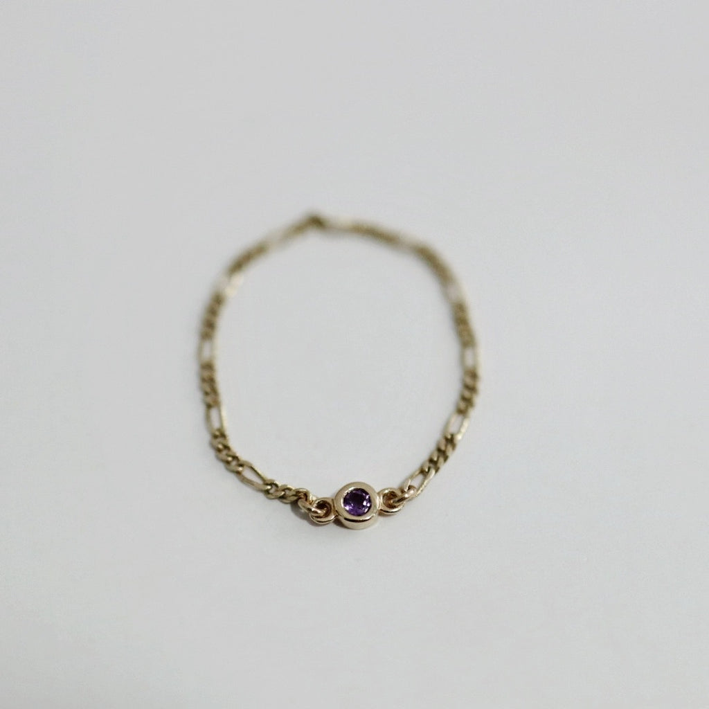 Amethyst and chain ring in  14 Karat Yellow Gold / Ready to Ship size 10.5 (can be made smaller)