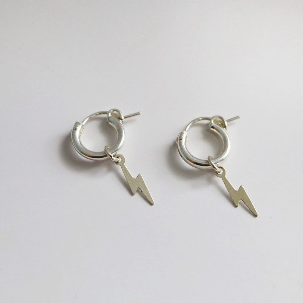 Tiny Lightning Bolt Huggie Hoops - Choose Your Metal / Ready to ship