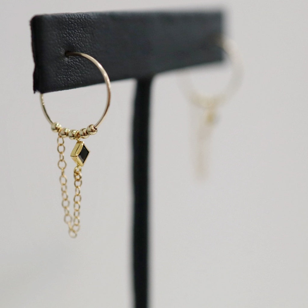 Gemstone and Chain Drop Earrings in 14 Karat Gold Fill / READY TO SHIP