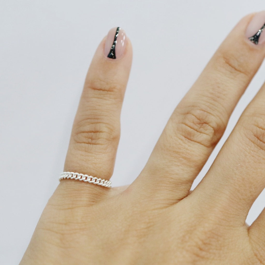 Dainty Curb Link Chain Ring - Choose Your Metal