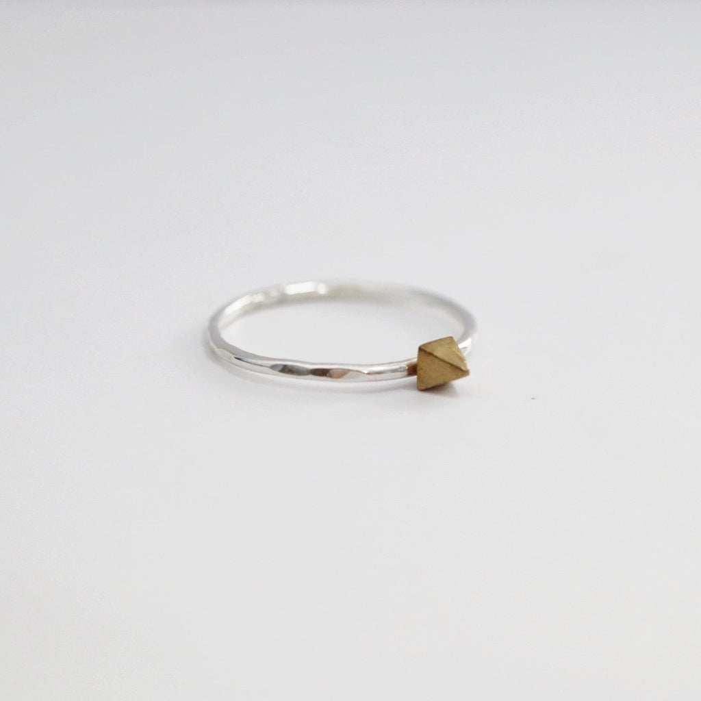 Dainty spike ring in mixed metal