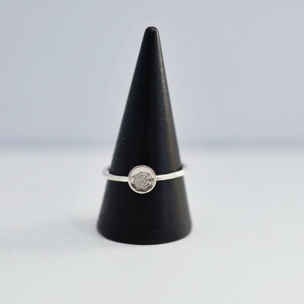 Dainty Spider Web Stacking Ring in Sterling Silver