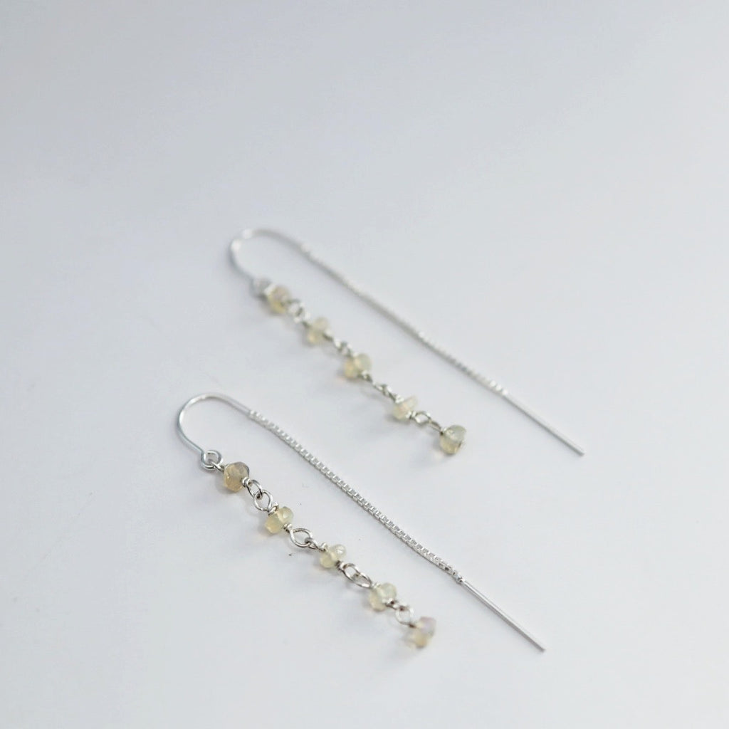 Opal Gemstone Drop Earrings in Sterling Silver / Ready to Ship in Opal and Black Opal