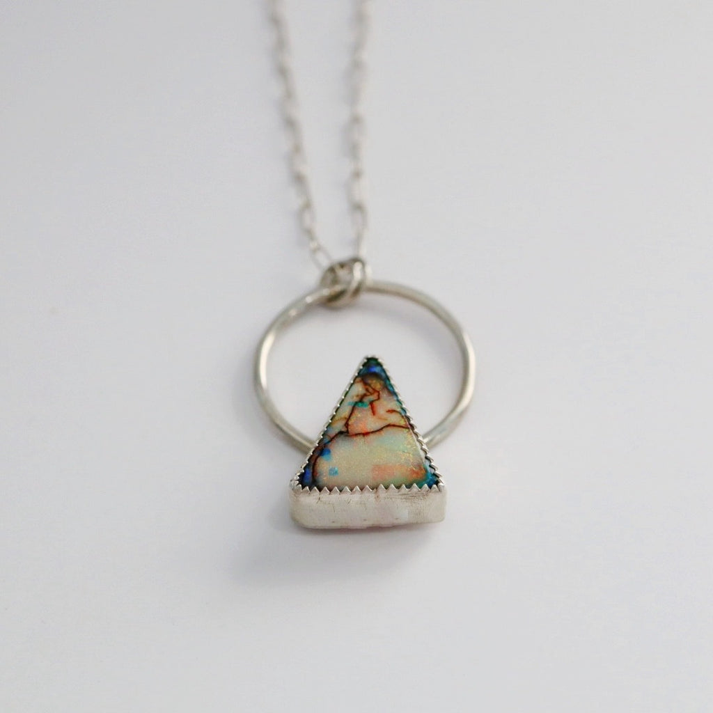 Triangle Opal Necklace in Sterling Silver / Ready to Ship