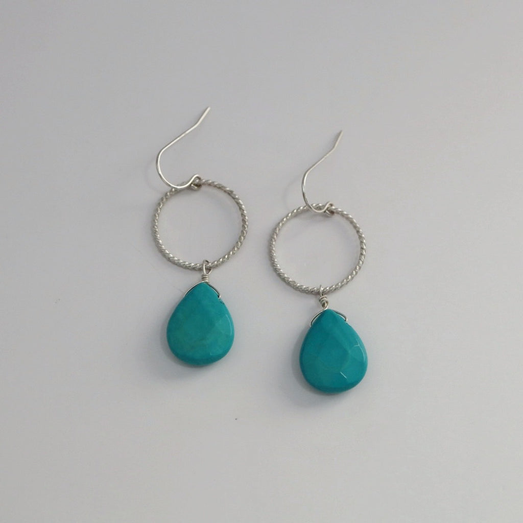 Turquoise and Sterling Silver Gemstone Drop Earrings / ready to ship
