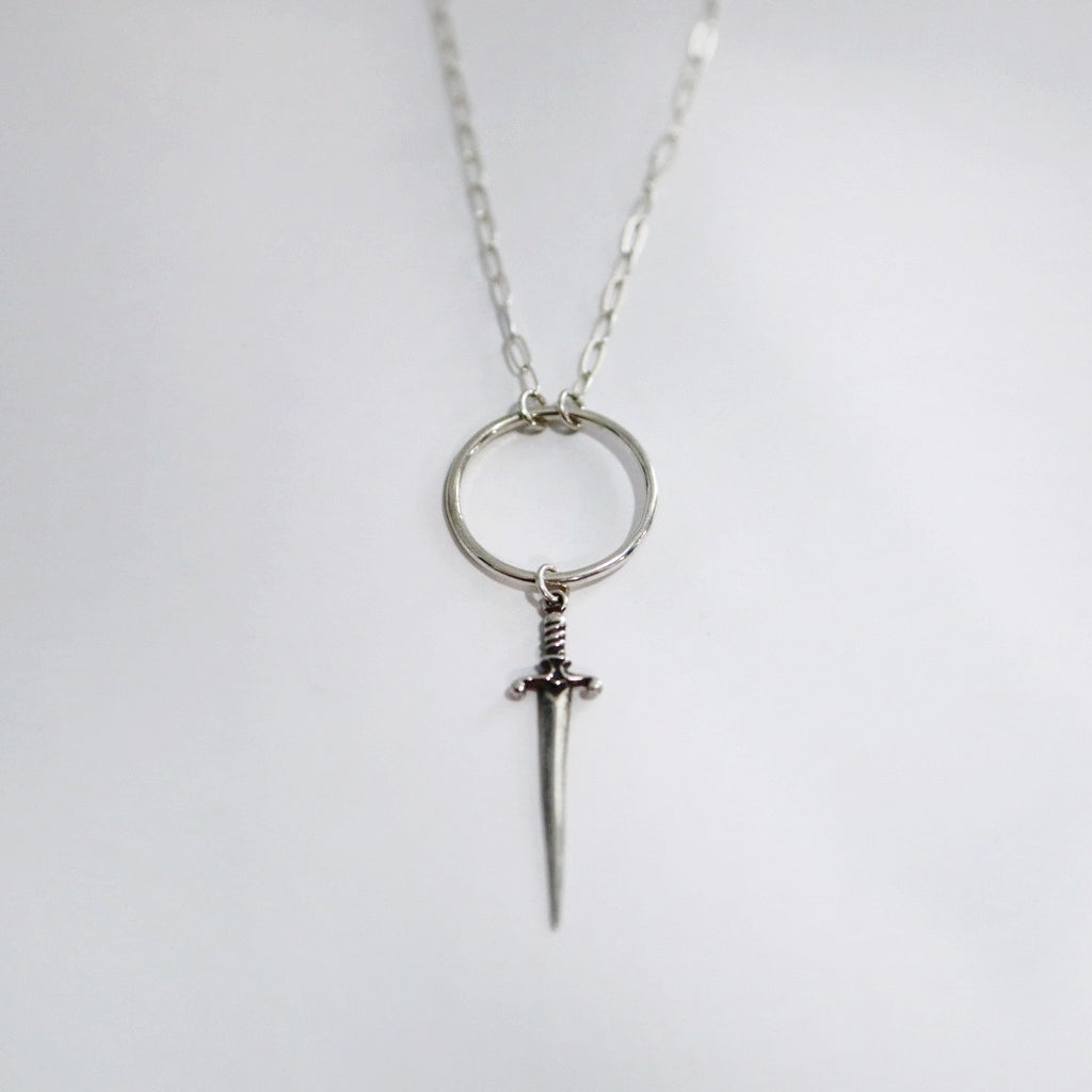 Sword Dagger Necklace in Sterling Silver; Unisex Necklace / ready to ship
