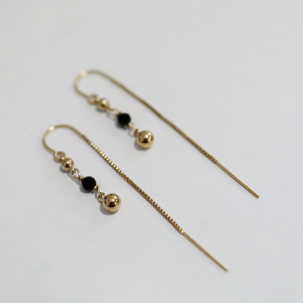 Green Tourmaline and Gold Fill Threader Earrings / Ready to ship