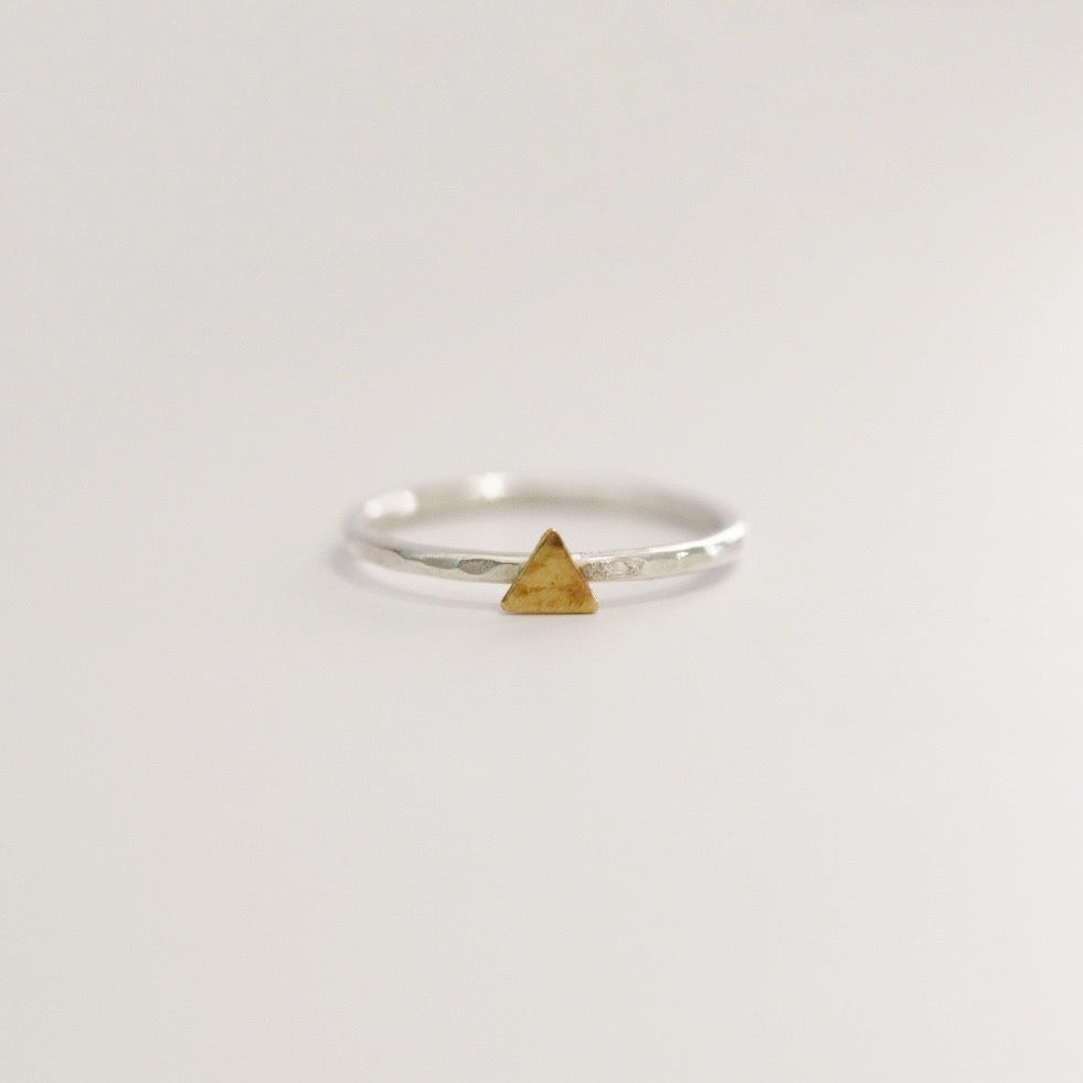 Dainty Geometric Triangle Ring in Mixed Metal