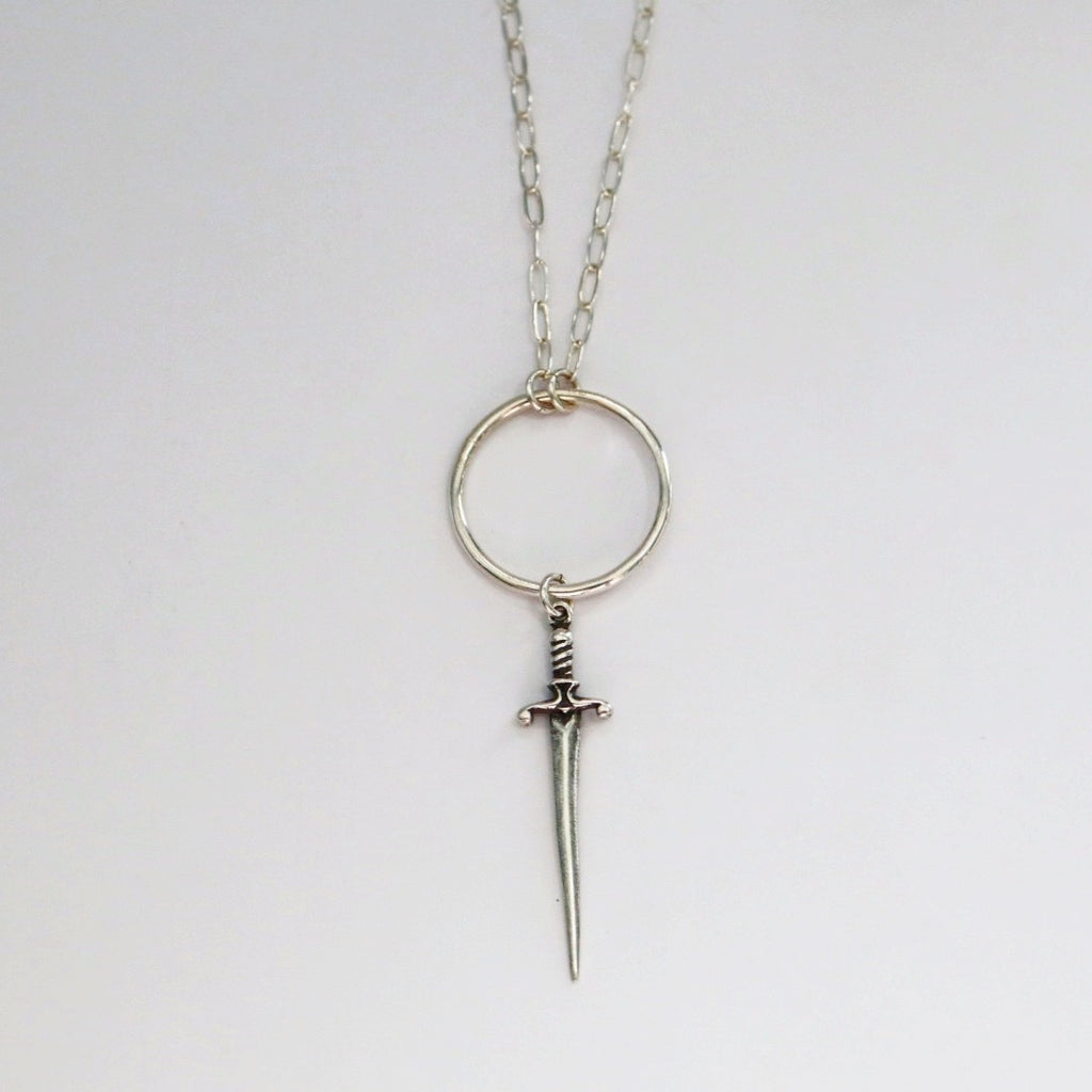 Sword Dagger Necklace in Sterling Silver; Unisex Necklace / ready to ship