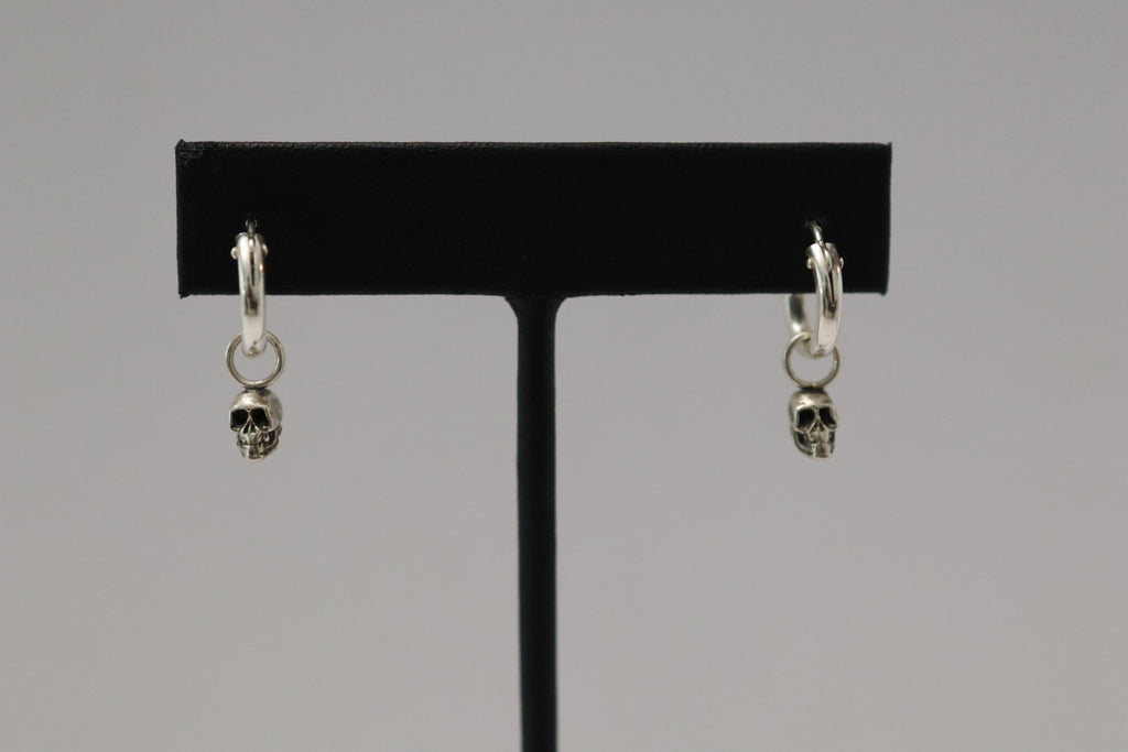 Petite Skull Huggie Hoop Earrings in Sterling Silver / ready to ship