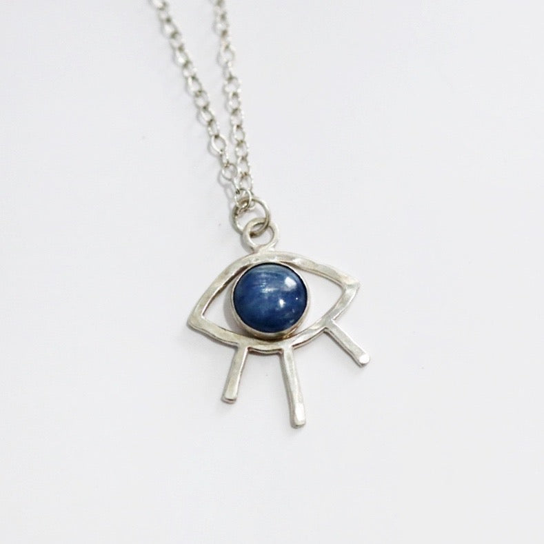 Gemstone eye necklace in sterling silver