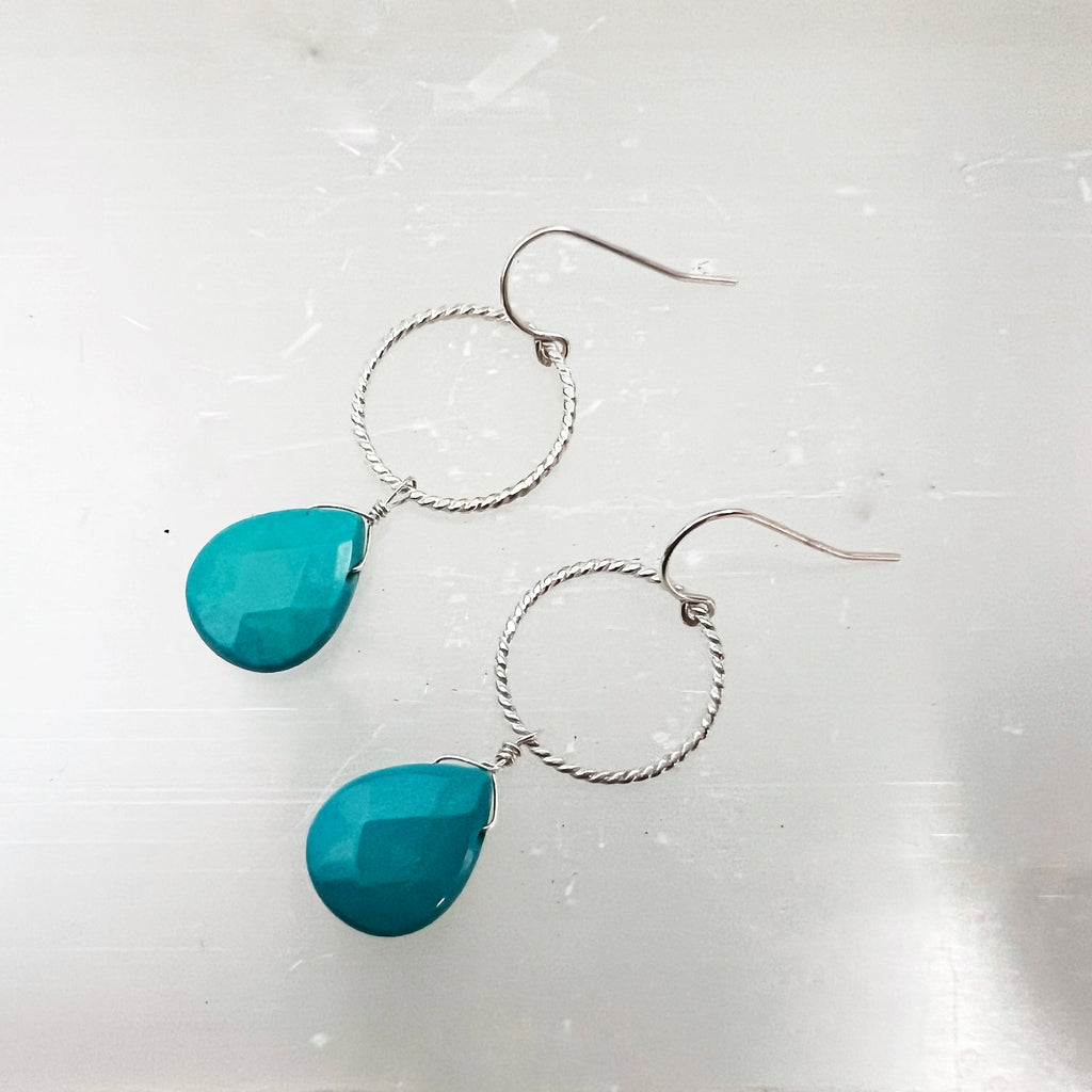 Turquoise and Sterling Silver Gemstone Drop Earrings