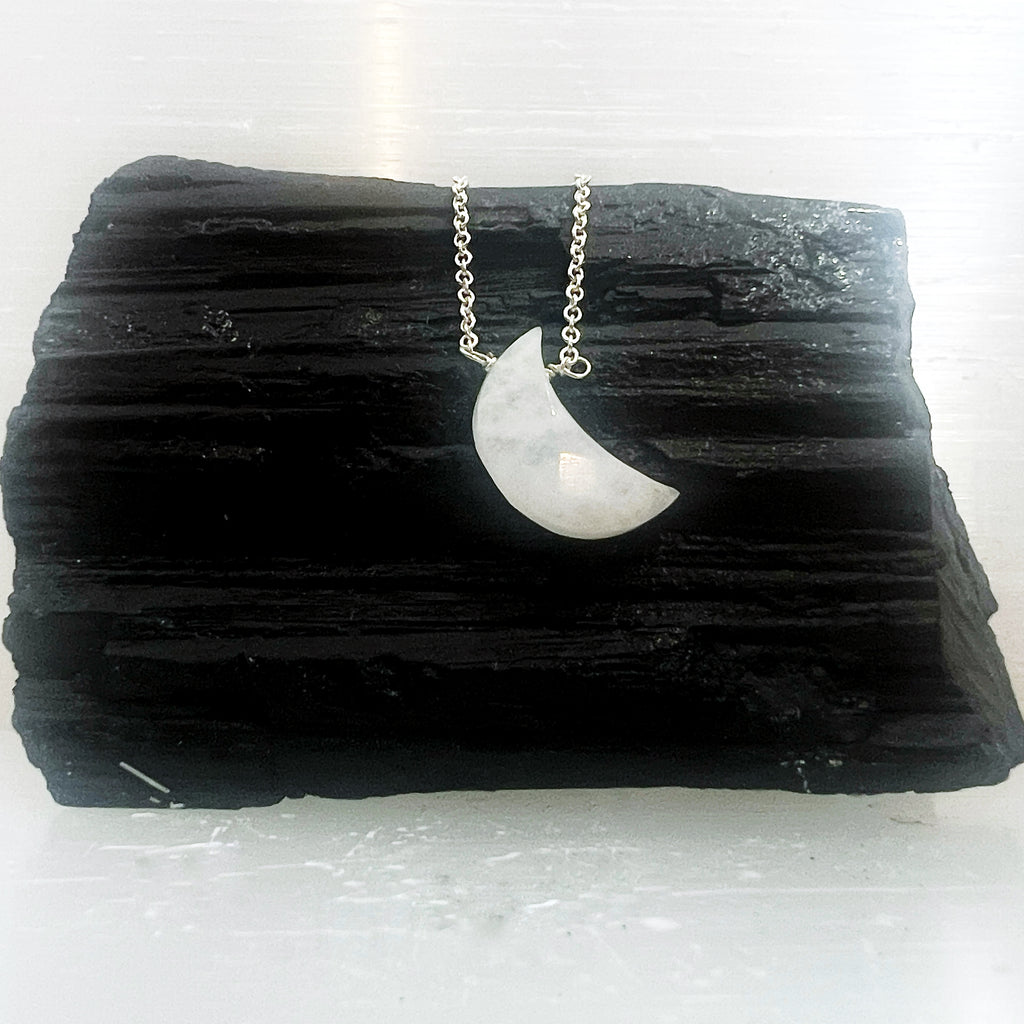 moonstone moon necklace in sterling silver