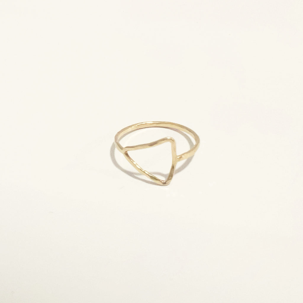 Open Triangle Geometric Ring in 14 Karat Yellow Gold / Sz 8