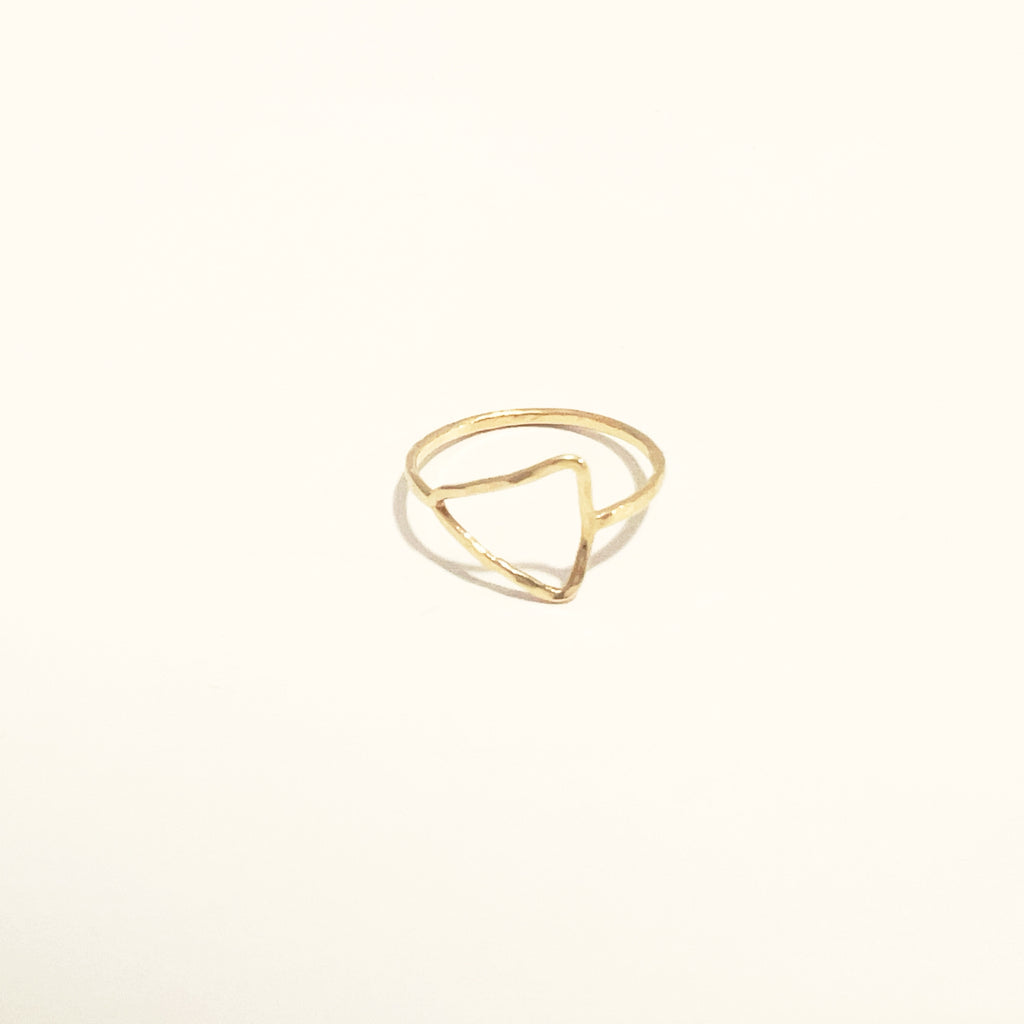 open triangle ring in 14k yellow gold