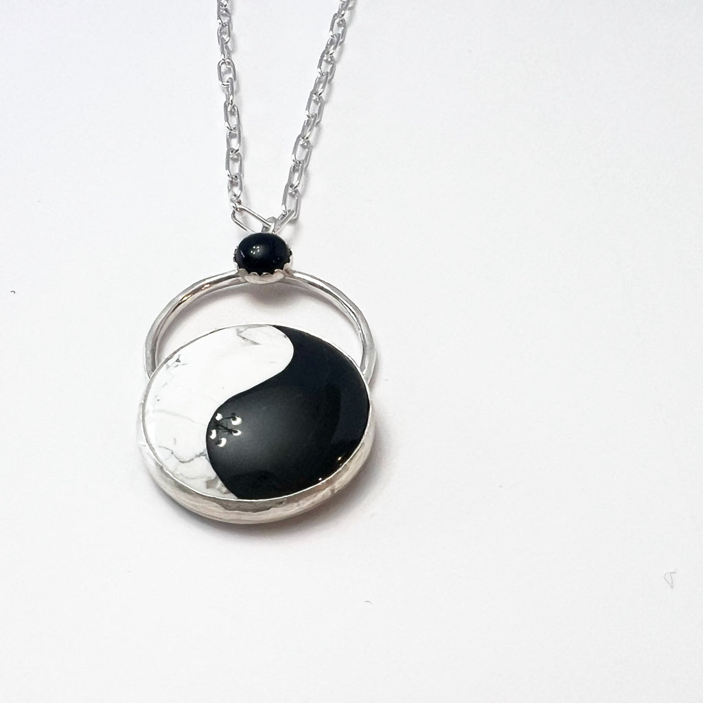 Yin Yang Peace Sign Necklace in Sterling Silver