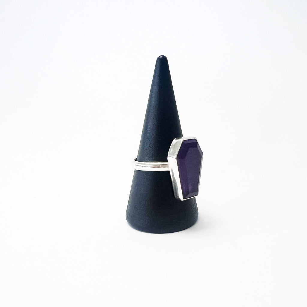 Amethyst Gemstone Coffin Ring