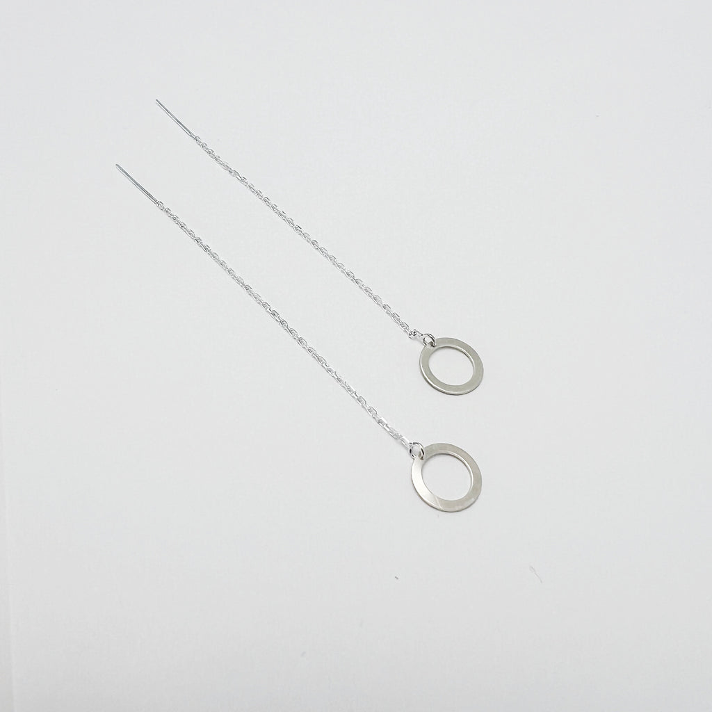 sterling silver circle threader earrings