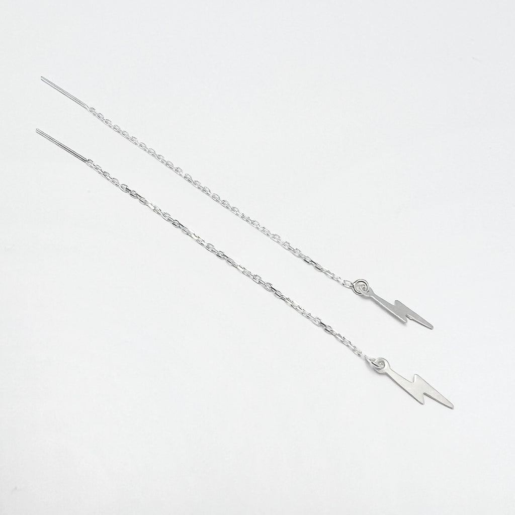 sterling silver lightning bolt threader earrings