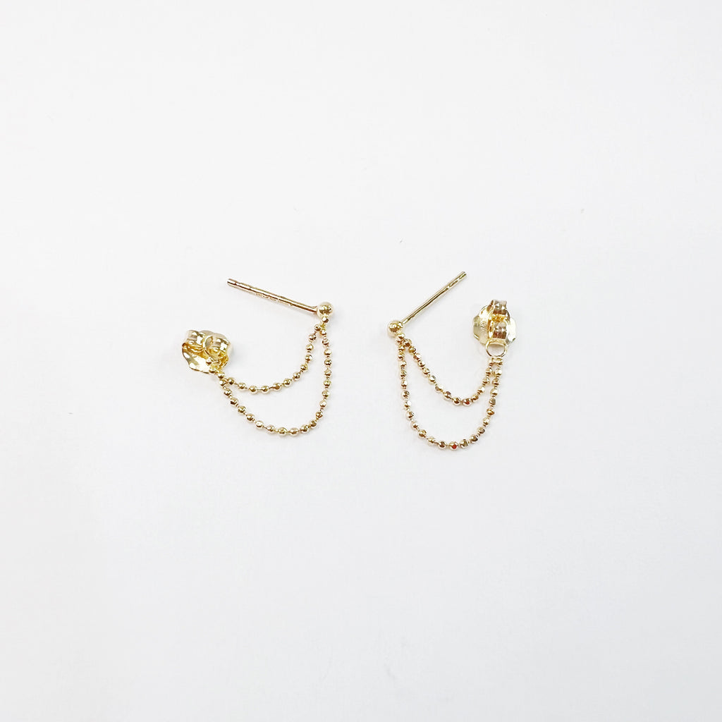 double chain drop earrings in 14 karat yellow gold - metrix jewelry 