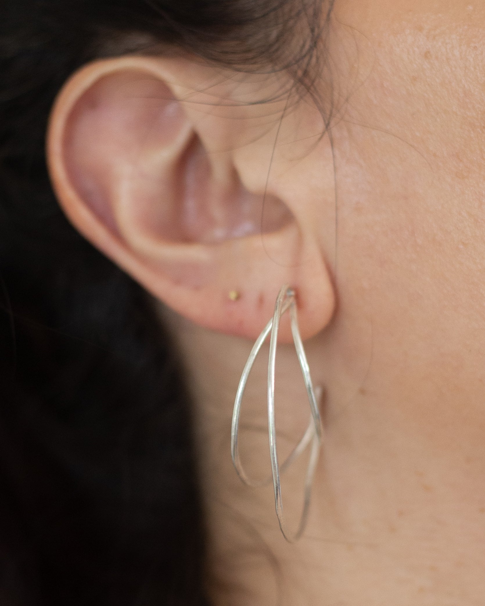 Cascading Triple Hoop Earrings in Sterling Silver / Ready to ship 