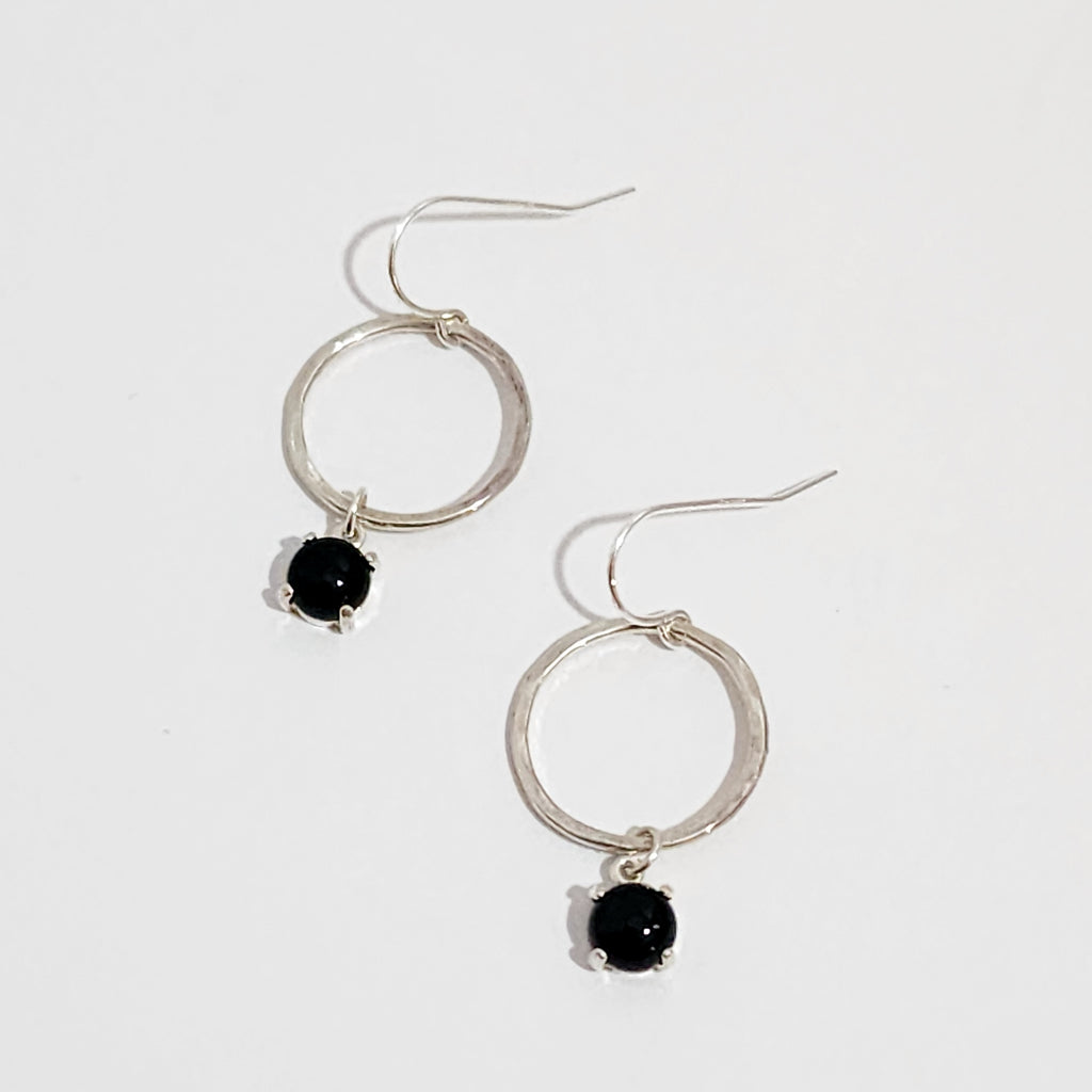 sterling silver and onyx gemstone earrings
