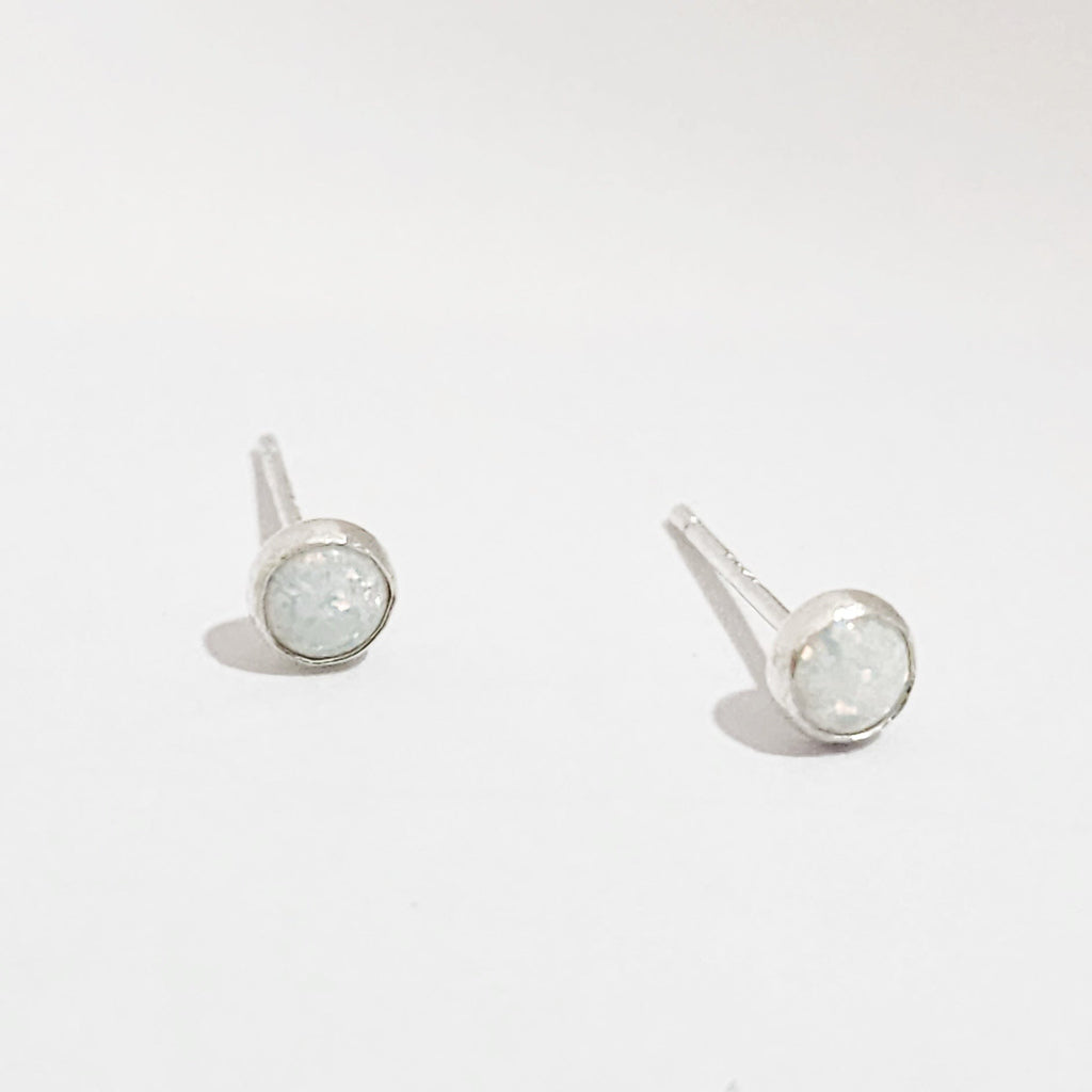 sterling silver opal stud earrings