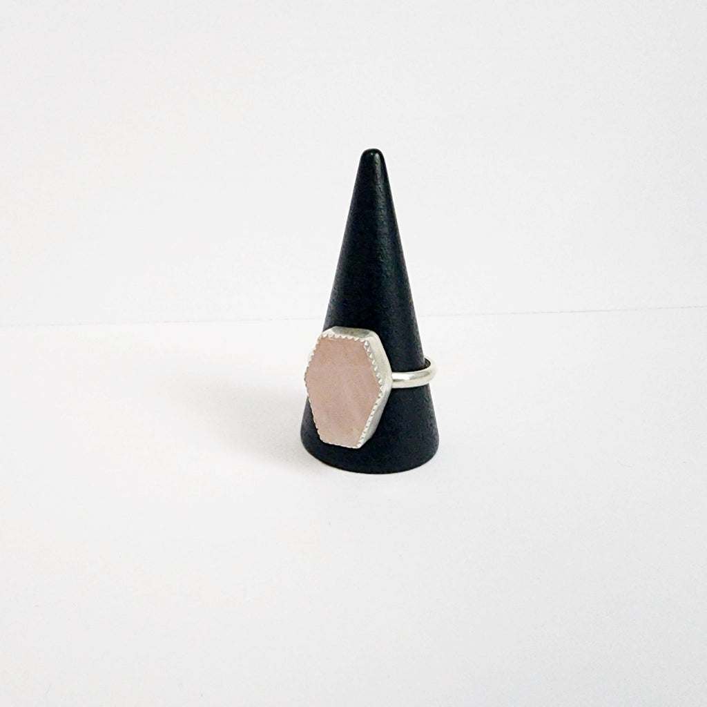 rose quartz gemstone coffin ring