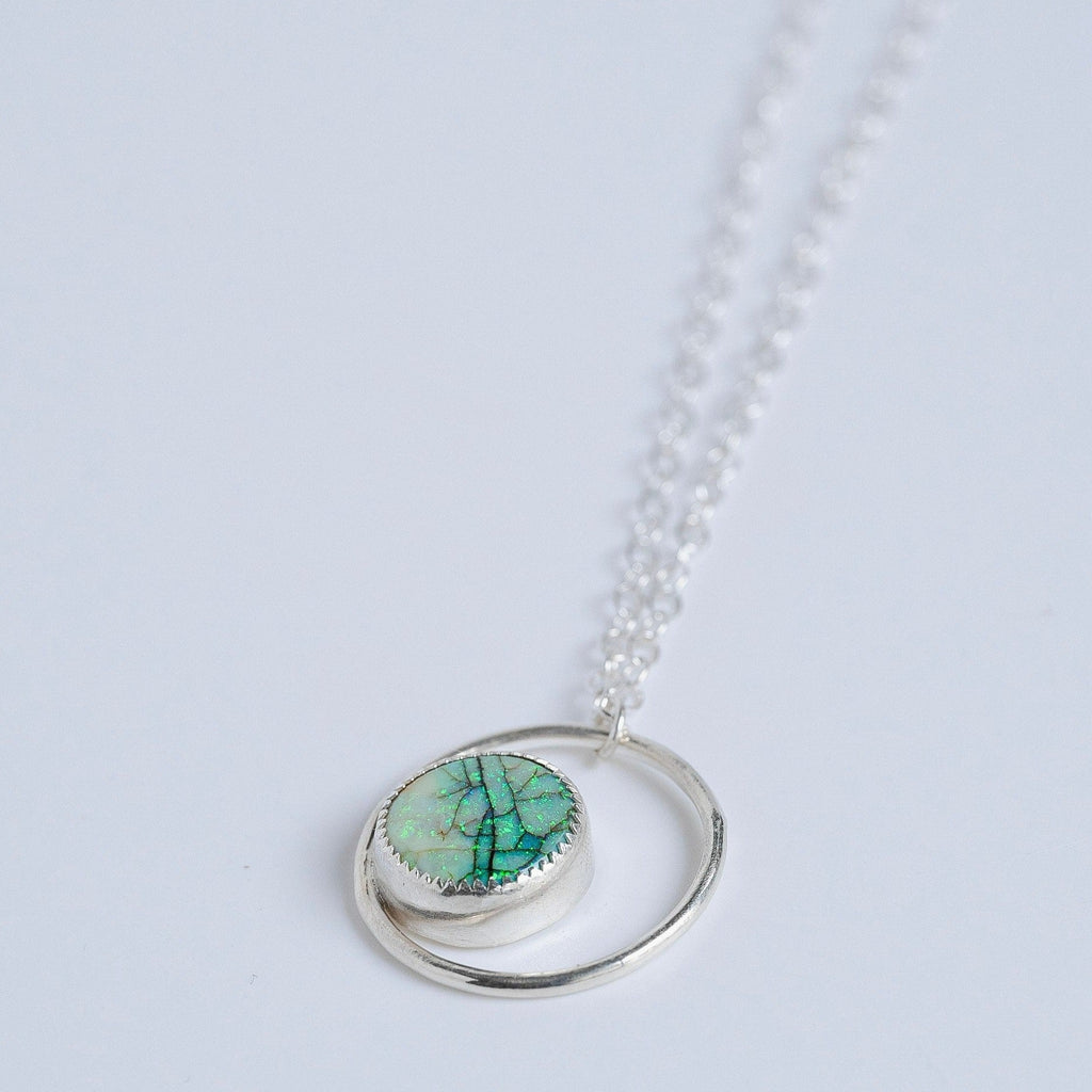 sterling silver opal orbit necklace