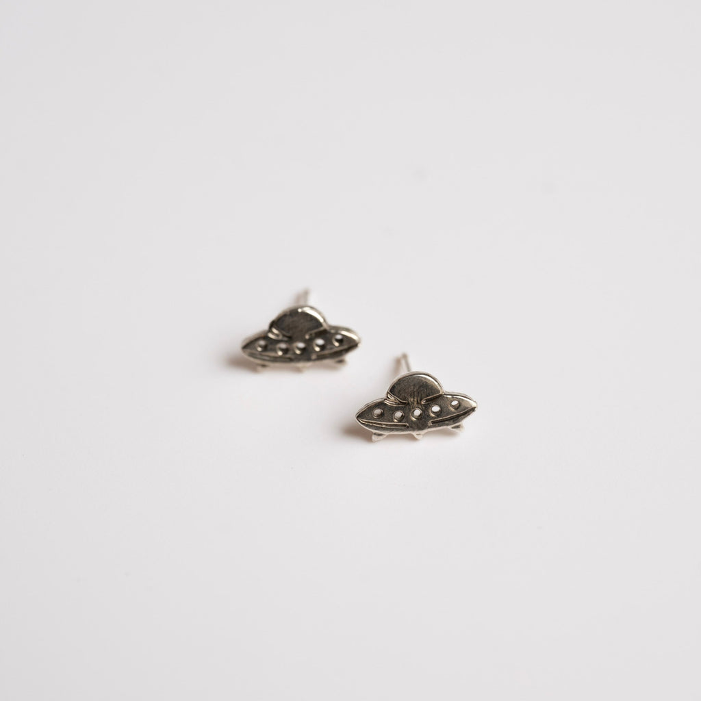 Sterling Silver UFO Stud Earrings