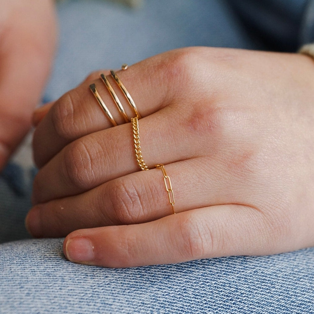 Dainty Paperclip Chain Ring - Choose Your Metal