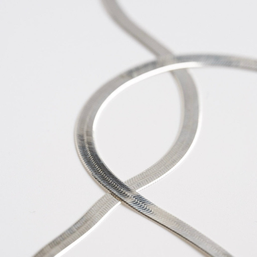 Sterling Silver Herringbone Necklace - Choose your width