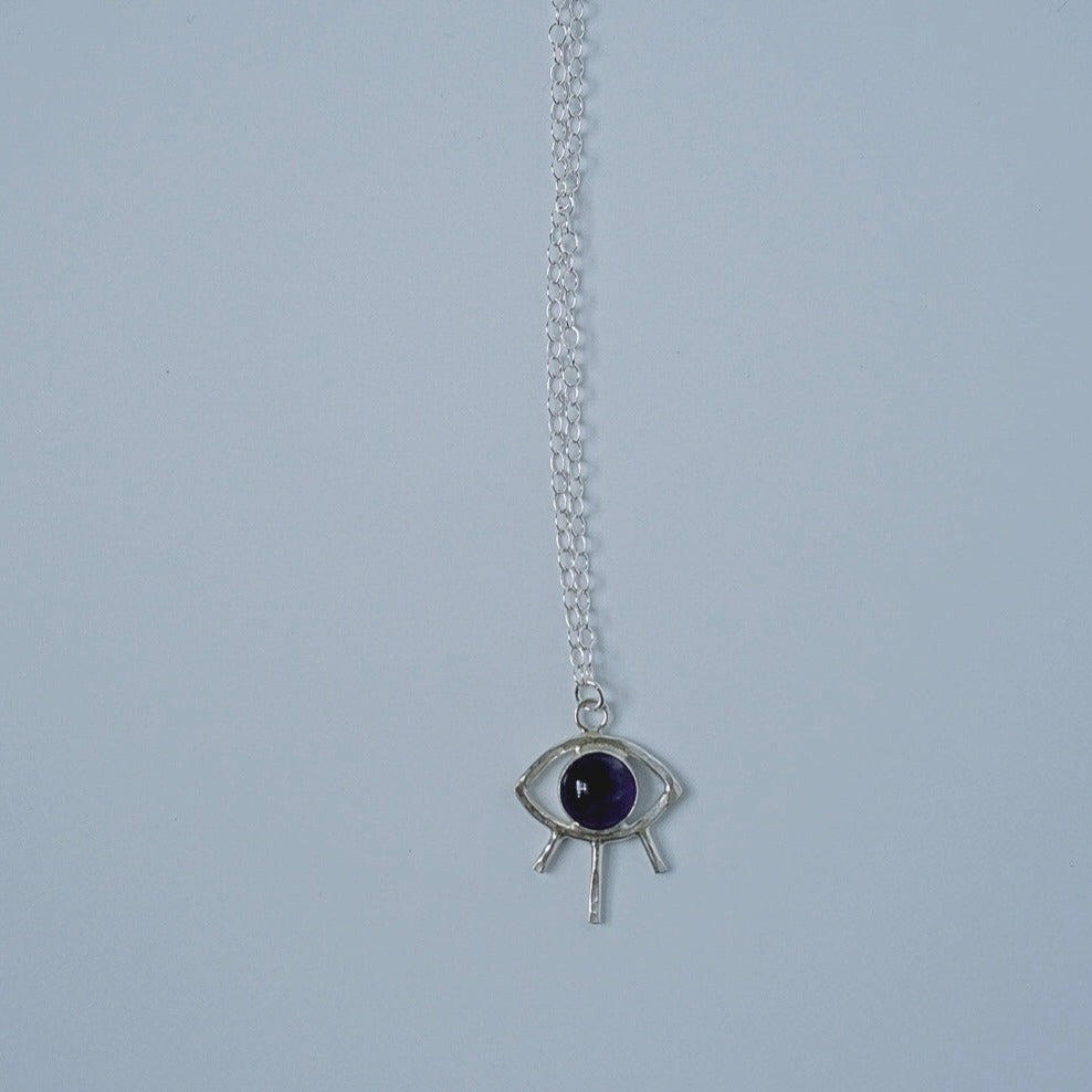 Gemstone Eye Necklace - Choose Your Metal