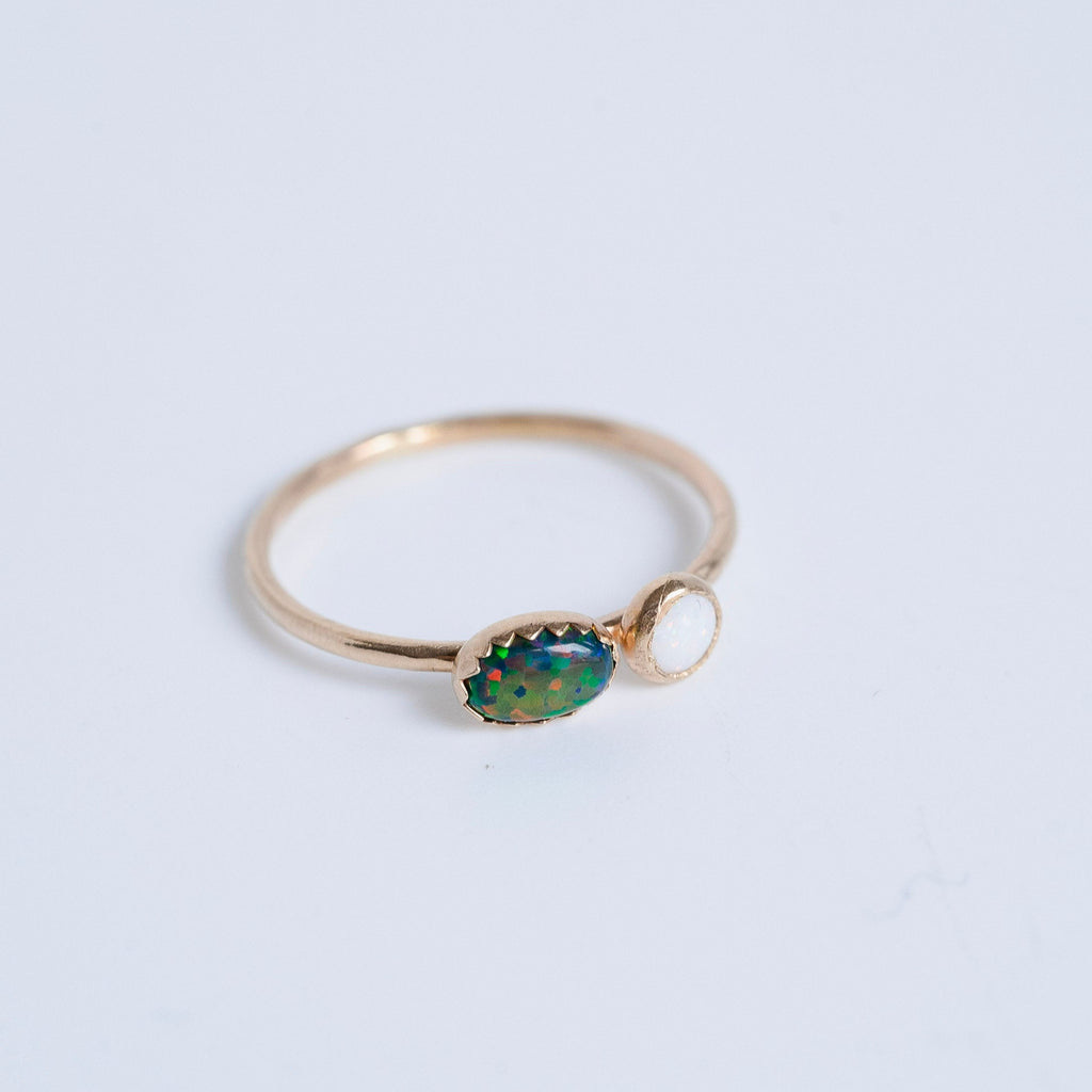 Double Opal Ring in 14 Karat Gold