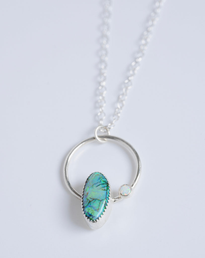 Double Opal Necklace in Sterling Silver