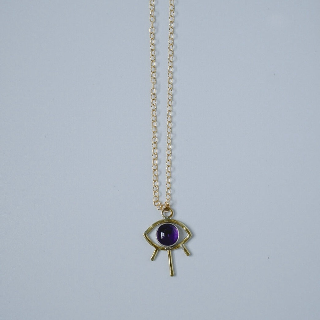 Gemstone Evil Eye Necklace - Choose Your Metal and Gemstone