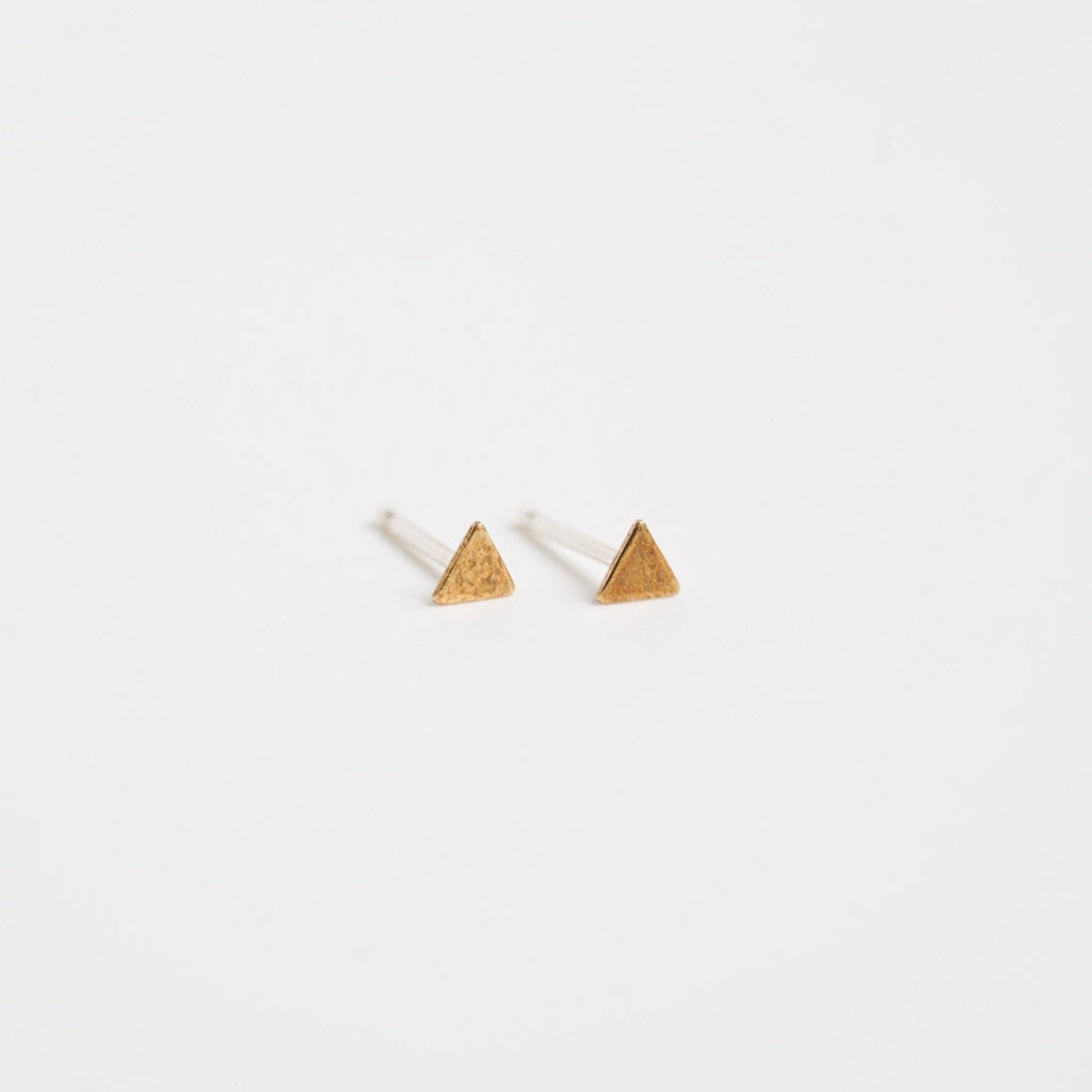 Tiny Triangle Stud Earrings in Brass